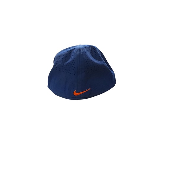 Nike True Dri Fit Flex Fitted Baseball Cap F Logo Navy Orange Men Size 7 1/2 - Picture 2 of 6